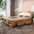 Lit de rangement en bois Lift Up Bedboard Lit ottoman